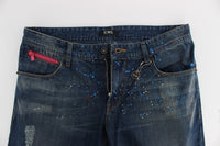 Thumbnail for Chic Blue Wash Painted Slim Fit Jeans