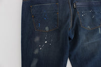 Thumbnail for Chic Blue Wash Painted Slim Fit Jeans