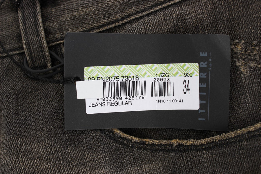 Elegant Gray Regular Fit Denim Jeans