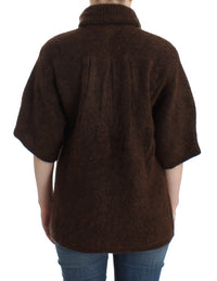 Thumbnail for Elegant Short Sleeved Brown Cardigan