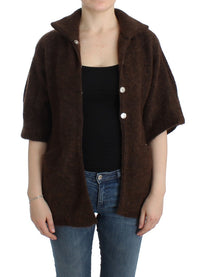 Thumbnail for Elegant Short Sleeved Brown Cardigan