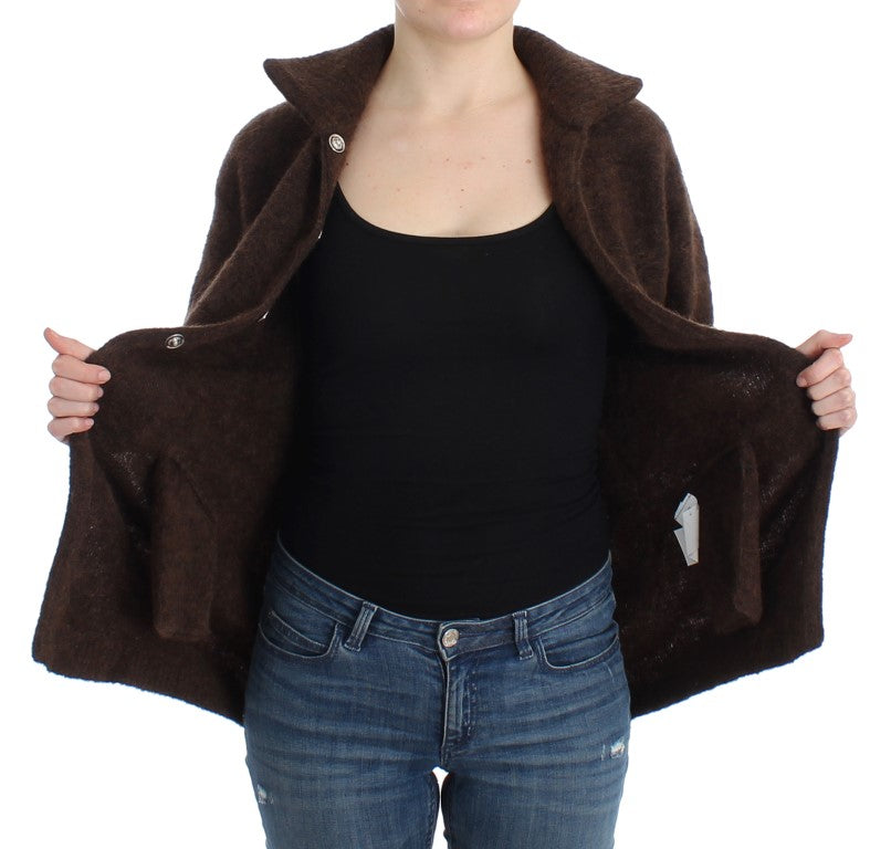 Elegant Short Sleeved Brown Cardigan