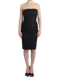 Thumbnail for Elegant Gray Strapless Dress with Gold Accents