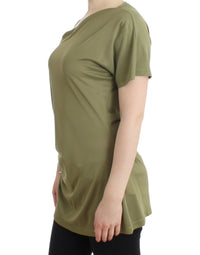 Thumbnail for Elegant Green Jersey Blouse with Gold Accents