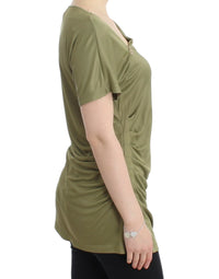 Thumbnail for Elegant Green Jersey Blouse with Gold Accents
