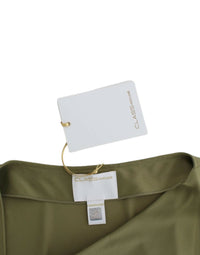 Thumbnail for Elegant Green Jersey Blouse with Gold Accents