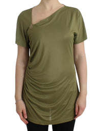 Thumbnail for Elegant Green Jersey Blouse with Gold Accents