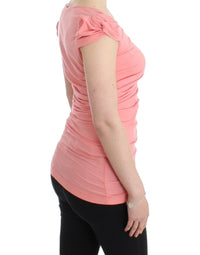 Thumbnail for Pink Cotton Blend Tank Top with Cap Sleeves