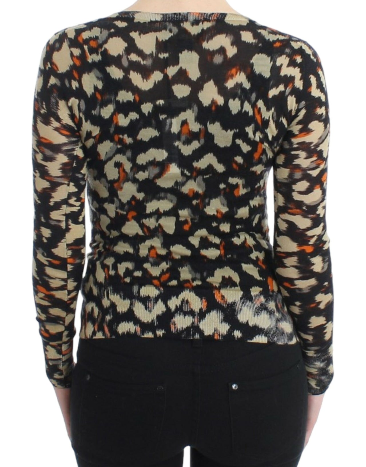Elegant Multicolor V-Neck Wool Jumper