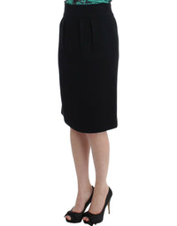 Thumbnail for Elegant Black Wool Pencil Skirt