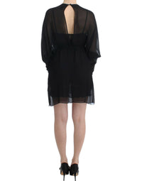 Thumbnail for Elegant Sheer Black Silk Blouson Dress