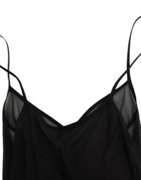 Thumbnail for Elegant Sheer Black Silk Blouson Dress