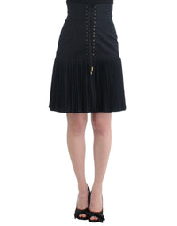 Thumbnail for Elegant Black Pleated Lace A-Line Skirt