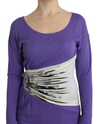 Thumbnail for Elegant Purple Floral Jersey Dress