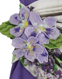 Thumbnail for Elegant Purple Floral Jersey Dress