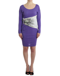 Thumbnail for Elegant Purple Floral Jersey Dress