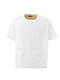 Thumbnail for Chic Oversized White Cotton Tee with Unique Button Detail