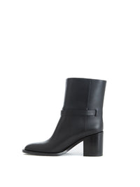 Thumbnail for Elegant Leather Ankle Boots with Chic Buckle Detail