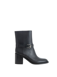 Thumbnail for Elegant Leather Ankle Boots with Chic Buckle Detail