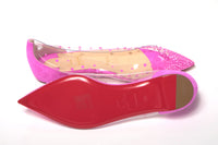 Thumbnail for Hot Pink Suede Crystals Flat Point Toe Shoe