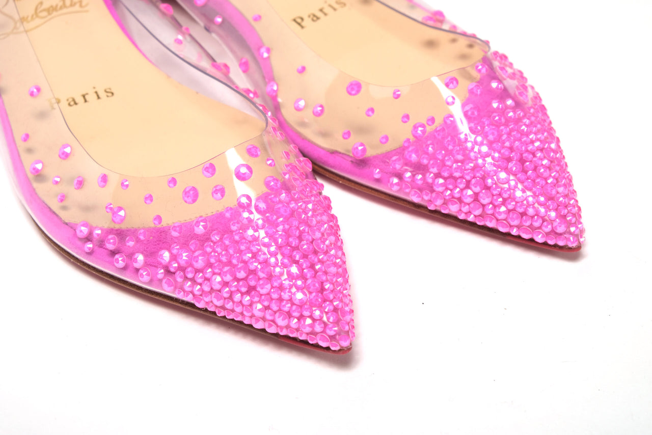 Hot Pink Suede Crystals Flat Point Toe Shoe