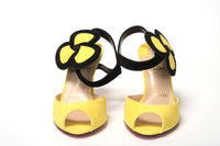 Thumbnail for Yellow Black Peep Toe Flower Sandal