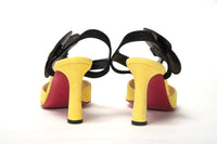 Thumbnail for Yellow Black Peep Toe Flower Sandal