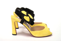 Thumbnail for Yellow Black Peep Toe Flower Sandal