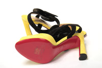 Thumbnail for Yellow Black Peep Toe Flower Sandal