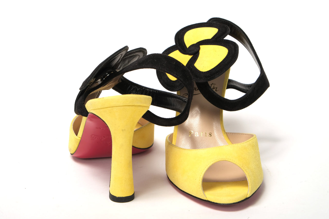 Yellow Black Peep Toe Flower Sandal