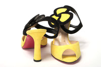 Thumbnail for Yellow Black Peep Toe Flower Sandal