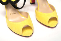 Thumbnail for Yellow Black Peep Toe Flower Sandal