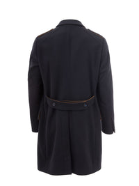 Thumbnail for Elegant Blue Wool Mid-Length Coat