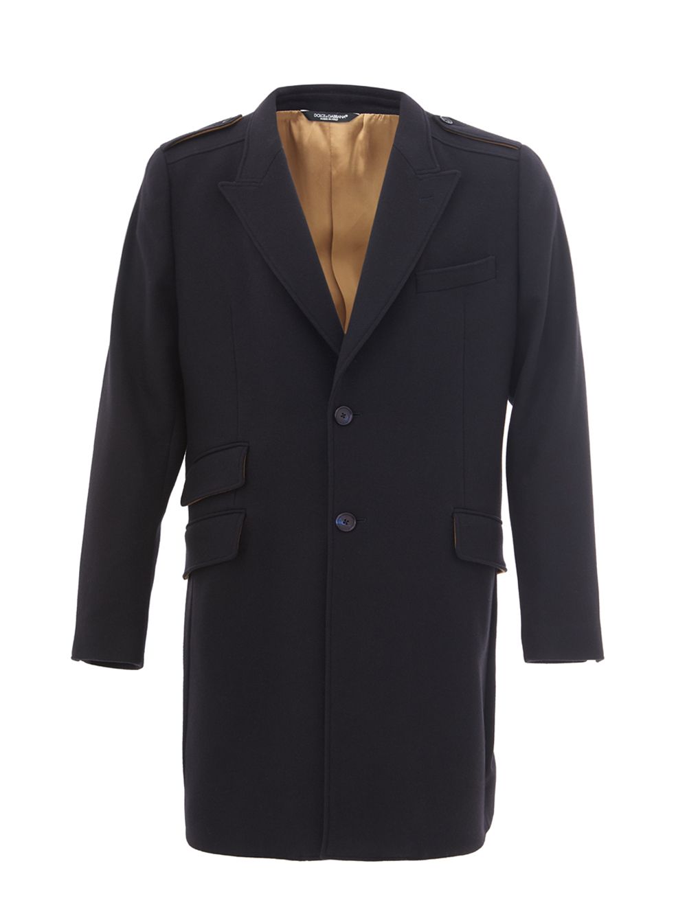 Elegant Blue Wool Mid-Length Coat