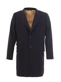 Thumbnail for Elegant Blue Wool Mid-Length Coat