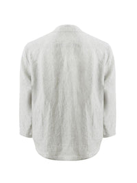 Thumbnail for Chic Grey Linen V-Neck Overshirt