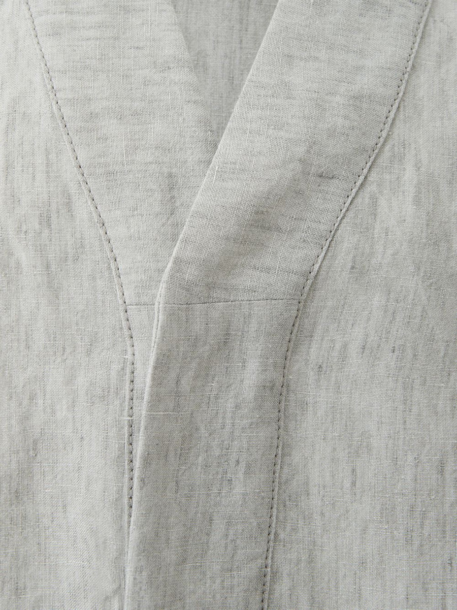 Chic Grey Linen V-Neck Overshirt
