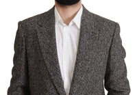 Thumbnail for Exquisite Gray Herringbone Blazer Jacket