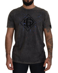 Thumbnail for Elevated Grey Cotton Tee with Discolored DG Logo