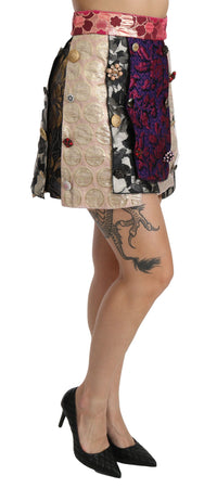 Thumbnail for Multicolor Floral Jacquard Crystal Skirt