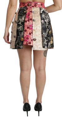 Thumbnail for Multicolor Floral Jacquard Crystal Skirt