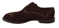 Thumbnail for Elegant Brown Suede Studded Derby Shoes