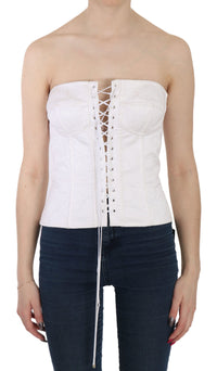 Thumbnail for Elegant White Strapless Corset Top