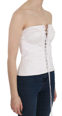 Thumbnail for Elegant White Strapless Corset Top