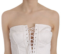 Thumbnail for Elegant White Strapless Corset Top