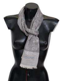Thumbnail for Elegant Paisley Wool Scarf in Gray