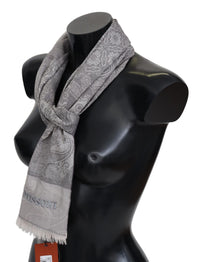 Thumbnail for Elegant Paisley Wool Scarf in Gray