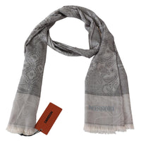 Thumbnail for Elegant Paisley Wool Scarf in Gray
