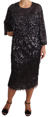 Thumbnail for Sequined Shift Midi Dress – Timeless Elegance