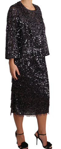 Thumbnail for Sequined Shift Midi Dress – Timeless Elegance
